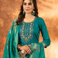 Lorenvalley Fashion Rama Marina Silk Multi Embroidery Thread with Hand work Kurta Pant Dupatta - Swadesiicart