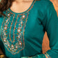 Lorenvalley Fashion Rama Marina Silk Multi Embroidery Thread with Hand work Kurta Pant Dupatta - Swadesiicart