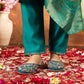 Lorenvalley Fashion Rama Marina Silk Multi Embroidery Thread with Hand work Kurta Pant Dupatta - Swadesiicart