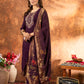 Lorenvalley Fashion Wine Marina Silk Multi Embroidery Thread with Hand work Kurta Pant Dupatta - Swadesiicart
