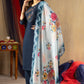 Lorenvalley Fashion Blue Viscose mango silk Multi Embroidery Thread with Hand Work Kurta Pant Dupatta - Swadesiicart