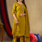 Lorenvalley Fashion Mustard Roman Silk Embroidery Sequins with Hand work Kurta Pant Dupatta - Swadesiicart