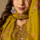 Lorenvalley Fashion Mustard Roman Silk Embroidery Sequins with Hand work Kurta Pant Dupatta - Swadesiicart