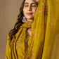 Lorenvalley Fashion Mustard Roman Silk Embroidery Sequins with Hand work Kurta Pant Dupatta - Swadesiicart