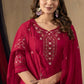 Lorenvalley Fashion Ranipink Roman Silk Embroidery Sequins with Hand work Kurta Pant Dupatta - Swadesiicart