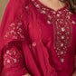 Lorenvalley Fashion Ranipink Roman Silk Embroidery Sequins with Hand work Kurta Pant Dupatta - Swadesiicart