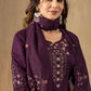 Lorenvalley Fashion Wine Roman Silk Embroidery Sequins with Hand work Kurta Pant Dupatta - Swadesiicart
