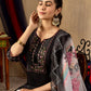 Lorenvalley Fashion Black Roman Silk Embroidery Sequins with Hand work Kurta Pant Dupatta - Swadesiicart