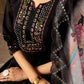 Lorenvalley Fashion Black Roman Silk Embroidery Sequins with Hand work Kurta Pant Dupatta - Swadesiicart