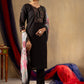 Lorenvalley Fashion Black Roman Silk Embroidery Sequins with Hand work Kurta Pant Dupatta - Swadesiicart