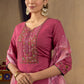 Lorenvalley Fashion Pink Roman Silk Embroidery Sequins with Hand work Kurta Pant Dupatta - Swadesiicart