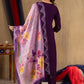 Lorenvalley Fashion Purple Roman Silk Embroidery Sequins with Hand work Kurta Pant Dupatta - Swadesiicart