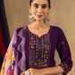 Lorenvalley Fashion Purple Roman Silk Embroidery Sequins with Hand work Kurta Pant Dupatta - Swadesiicart