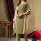 Lorenvalley Fashion Green Shimmer Gold Silk Multi Embroidery Thread With Hand Work Kurta Pant Dupatta - Swadesiicart