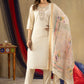 Lorenvalley Fashion Offwhite Shimmer Gold Silk Multi Embroidery Thread With Hand Work Kurta Pant Dupatta - Swadesiicart