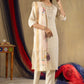 Lorenvalley Fashion Offwhite Shimmer Gold Silk Multi Embroidery Thread With Hand Work Kurta Pant Dupatta - Swadesiicart
