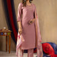 Lorenvalley Fashion Onionpink Shimmer Gold Silk Multi Embroidery Thread With Hand Work Kurta Pant Dupatta - Swadesiicart