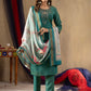 Lorenvalley Fashion Rama Shimmer Gold Silk Multi Embroidery Thread With Hand Work Kurta Pant Dupatta - Swadesiicart