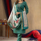 Lorenvalley Fashion Rama Shimmer Gold Silk Multi Embroidery Thread With Hand Work Kurta Pant Dupatta - Swadesiicart