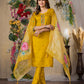 Lorenvalley Fashion Mustrad Roman Silk Multi Embroidery Thread With Hand Work Kurta Pant Dupatta | Swadesiicart