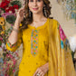 Lorenvalley Fashion Mustrad Roman Silk Multi Embroidery Thread With Hand Work Kurta Pant Dupatta | Swadesiicart