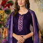 Lorenvalley Fashion Purple Roman Silk Multi Embroidery Thread With Hand Work Kurta Pant Dupatta - Swadesiicart