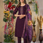 Lorenvalley Fashion Wine Roman Silk Multi Embroidery Thread With Hand Work Kurta Pant Dupatta - Swadesiicart