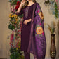 Lorenvalley Fashion Wine Roman Silk Multi Embroidery Thread With Hand Work Kurta Pant Dupatta - Swadesiicart