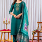 Lorenvalley Fashion Green Viscose Silk Embroidery Thread With Hand Work Kurta Pant Dupatta - Swadesiicart