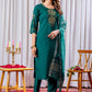 Lorenvalley Fashion Green Viscose Silk Embroidery Thread With Hand Work Kurta Pant Dupatta - Swadesiicart