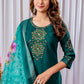 Lorenvalley Fashion Green Viscose Silk Embroidery Thread With Hand Work Kurta Pant Dupatta - Swadesiicart