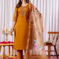 Lorenvalley Fashion Mustard Viscose Silk Embroidery Thread With Hand Work Kurta Pant Dupatta - Swadesiicart