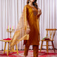 Lorenvalley Fashion Mustard Viscose Silk Embroidery Thread With Hand Work Kurta Pant Dupatta - Swadesiicart