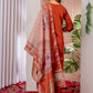 Lorenvalley Fashion Orange Viscose Silk Embroidery Thread With Hand Work Kurta Pant Dupatta - Swadesiicart