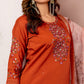 Lorenvalley Fashion Orange Viscose Silk Embroidery Thread With Hand Work Kurta Pant Dupatta - Swadesiicart