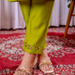 Lorenvalley Fashion Parrotgreen Viscose Silk Embroidery Thread With Hand Work Kurta Pant Dupatta - Swadesiicart