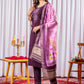 Lorenvalley Fashion Wine Viscose Silk Embroidery Thread With Hand Work Kurta Pant Dupatta - Swadesiicart