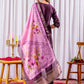 Lorenvalley Fashion Wine Viscose Silk Embroidery Thread With Hand Work Kurta Pant Dupatta - Swadesiicart