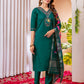 Lorenvalley Fashion Green Marina Viscose Silk Embroidery Thread With Hand Work Kurta Pant Dupatta - Swadesiicart