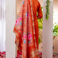 Lorenvalley Fashion Orange Marina Viscose Silk Embroidery Thread With Hand Work Kurta Pant Dupatta - Swadesiicart