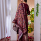 Lorenvalley Fashion Wine Marina Viscose Silk Embroidery Thread With Hand Work Kurta Pant Dupatta - Swadesiicart