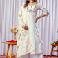 Lorenvalley Fashion White Mango Silk Multi Embroidery Thread,With Hand Work Kurta Palazzo Dupatta | Swadesiicart