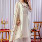 Lorenvalley Fashion White Mango Silk Multi Embroidery Thread,With Hand Work Kurta Palazzo Dupatta | Swadesiicart
