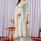 Lorenvalley Fashion White Mango Silk Multi Embroidery Thread,With Hand Work Kurta Palazzo Dupatta | Swadesiicart