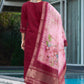 Lorenvalley Fashion Maroon Viscose Silk Multi Embroidery Thread,With Hand Work Kurta Pant Dupatta - Swadesiicart