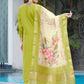 Lorenvalley Fashion Parrotgreen Viscose Silk Multi Embroidery Thread,With Hand Work Kurta Pant Dupatta - Swadesiicart