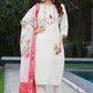 Lorenvalley Fashion White Viscose Silk Multi Embroidery Thread,With Hand Work Kurta Pant Dupatta - Swadesiicart