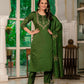 Lorenvalley Fashion Green Marina Silk Multi Embroidery Thread,With Hand Work Kurta Pant Dupatta - Swadesiicart