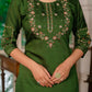 Lorenvalley Fashion Green Marina Silk Multi Embroidery Thread,With Hand Work Kurta Pant Dupatta - Swadesiicart