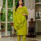 Lorenvalley Fashion Parrotgreen Marina Silk Multi Embroidery Thread,With Hand Work Kurta Pant Dupatta - Swadesiicart